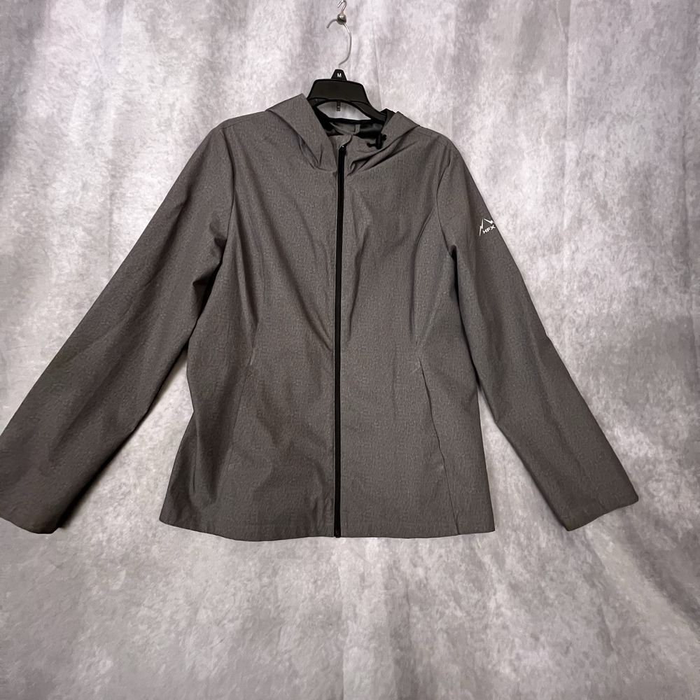 Halifax Traders HFX Rain Jacket w/Hood Lge Gray Poly Blend -Polyurethane Coating